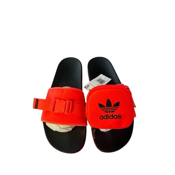 Adidas Pouchylette Slides Solar Red /Core Sz 9.5 Mens 11 Women’s New Gy1009 - Picture 1 of 12